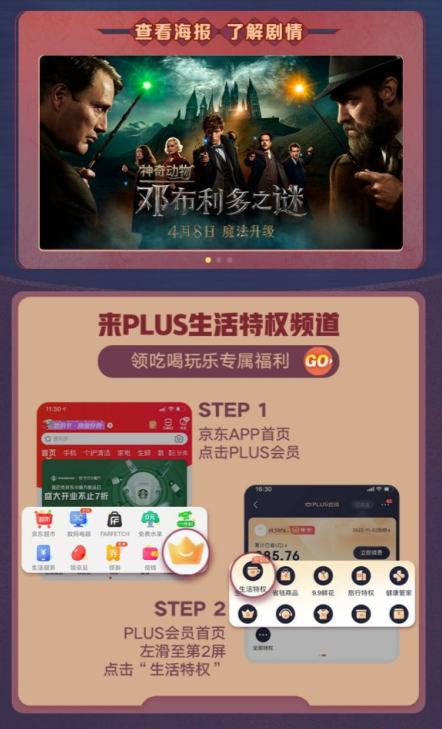京东PLUS会员专享，领万达电影至尊权益卡+19.9元起观影券