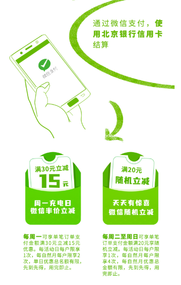 北京银行×奈雪的茶，周一满30元立减15元，其他时间随机立减