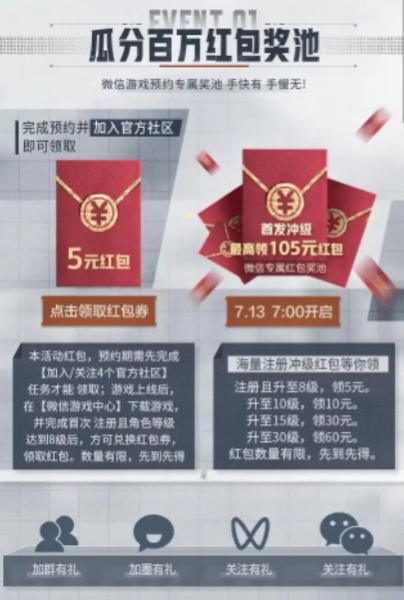 暗区突围微信预约领取5元微信红包卡券，手游上线可兑换