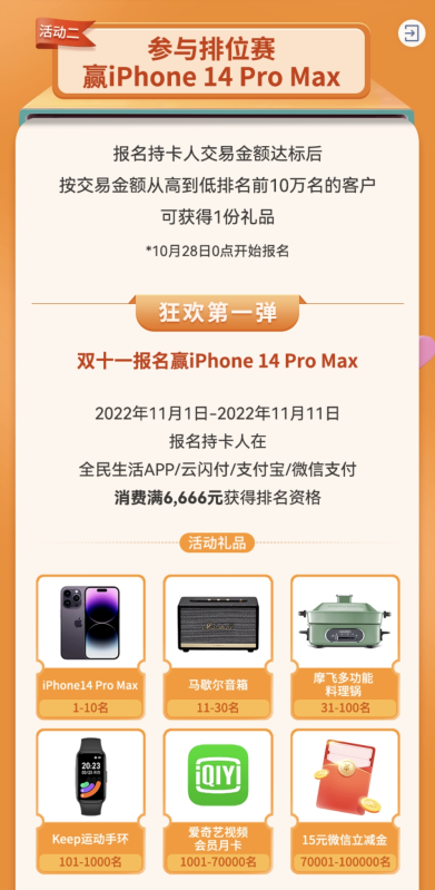 民生银行消费红包天天领，100%有奖